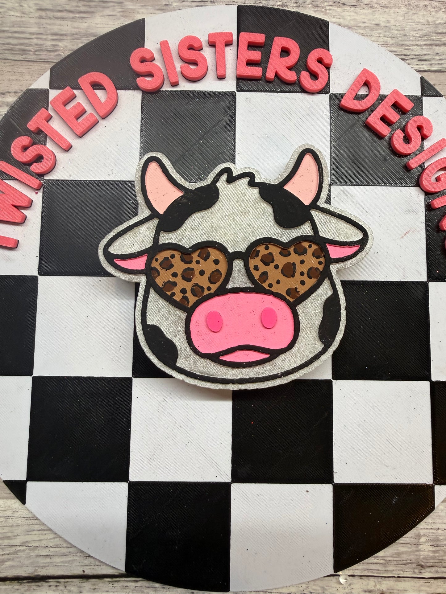 Cow w Heart Glasses - Cherry