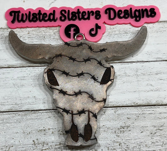 Barbwire Bull Skull.
