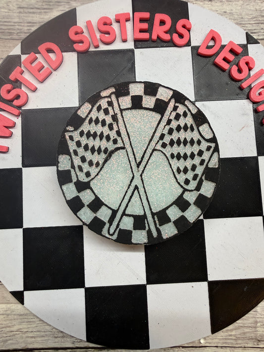 Checkered Flags Round - Blue Collar Man