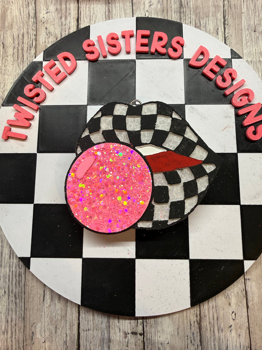 Checkered Bubble Gum Lips - Salty Heifer