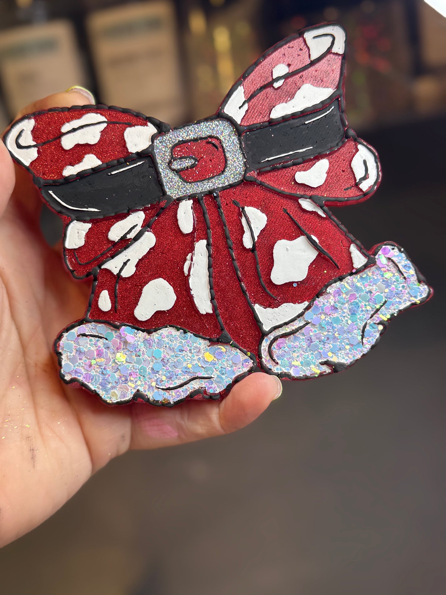 Cow Print Santa Bow.