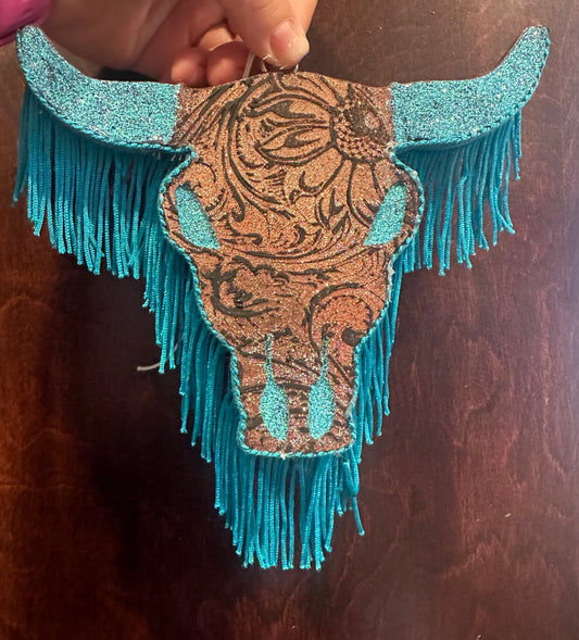Leathered Bull Skull.